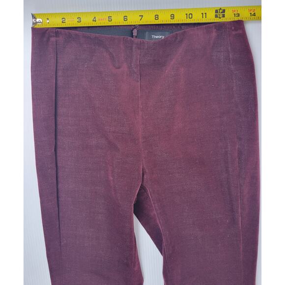Theory H0804220 Navalane Casual‎ Velvet Maroon Stretch Back Zip Pants Womens 6 - Picture 12 of 12